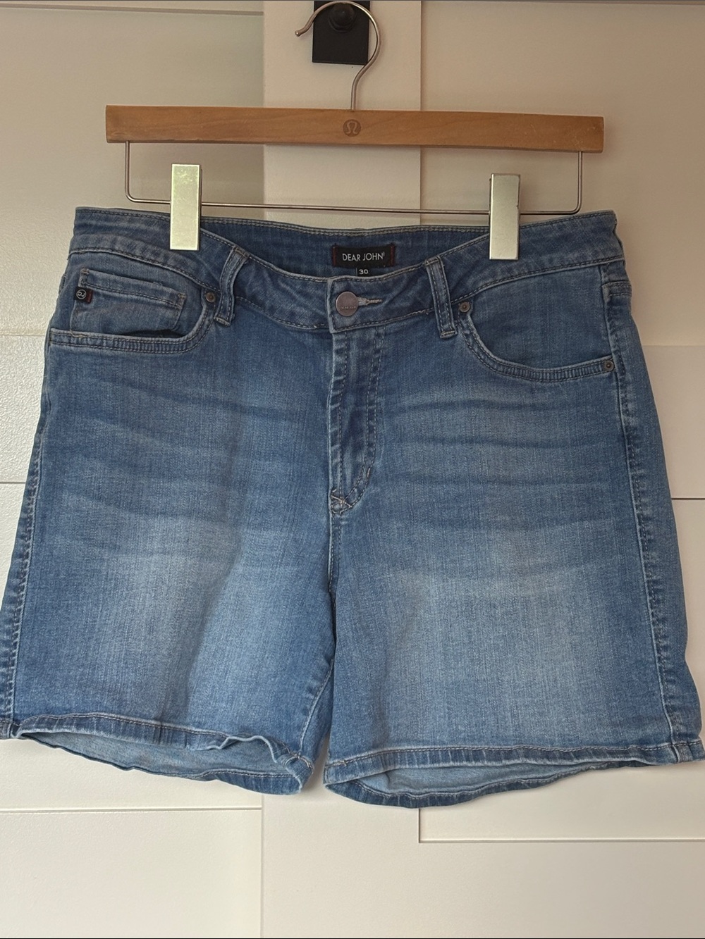 Dear John Faded Blue Mid-Rise Denim Shorts